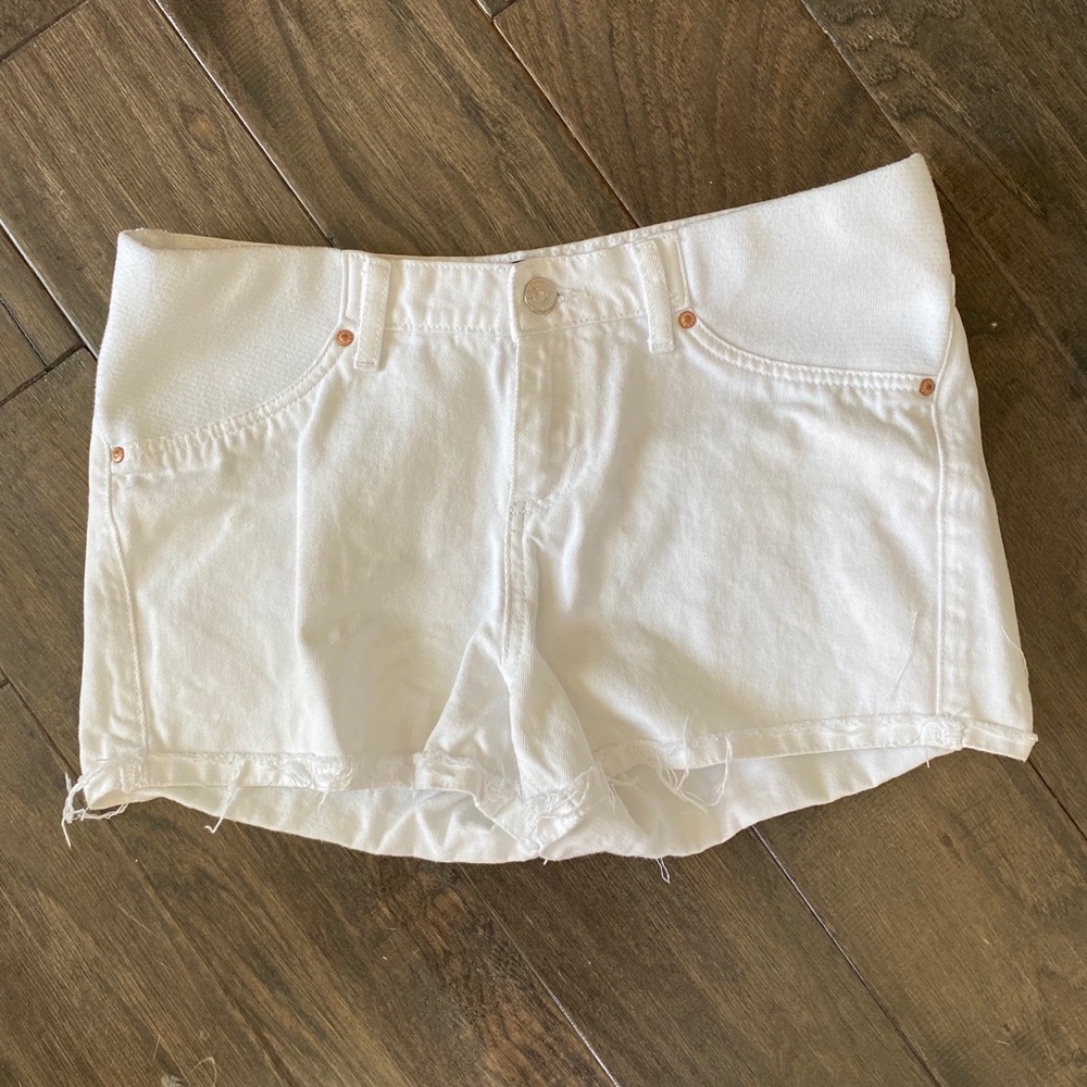 Topshop Maternity White Jean Shorts
